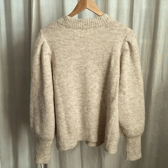 SELECTED FEMME Alpaca Wool Blend Sweater Puff Sleeve, Size XL - Picture 7 of 11